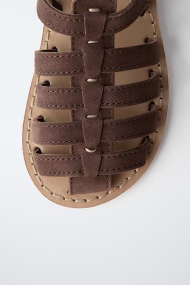 LEATHER CAGE SANDALS - Brown by Zara - Image 5
