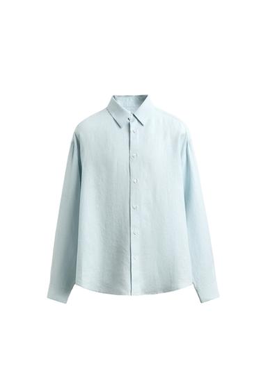 CHEMISE RELAXED FIT 100% LIN - Bleu ciel de Zara