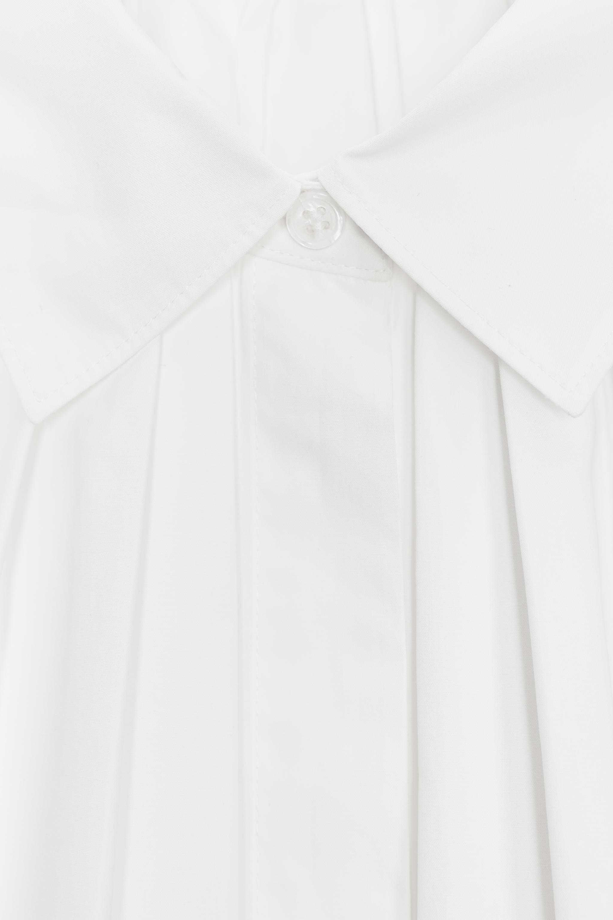 ZW COLLECTION バルーンスリーブ プリーツシャツ - ホワイト