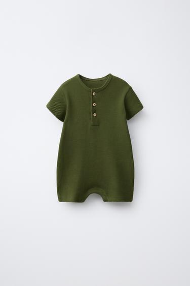 КОМБИНЕЗОН ИЗ РИФЛЕНОГО ТРИКОТАЖА — ЗЕЛЕНЫЙ от Zara