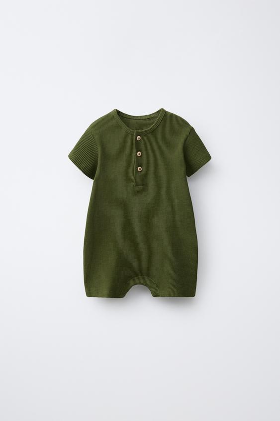 PELELE WAFFLE CUELLO PANADERO - Verde de Zara - Imagen 0