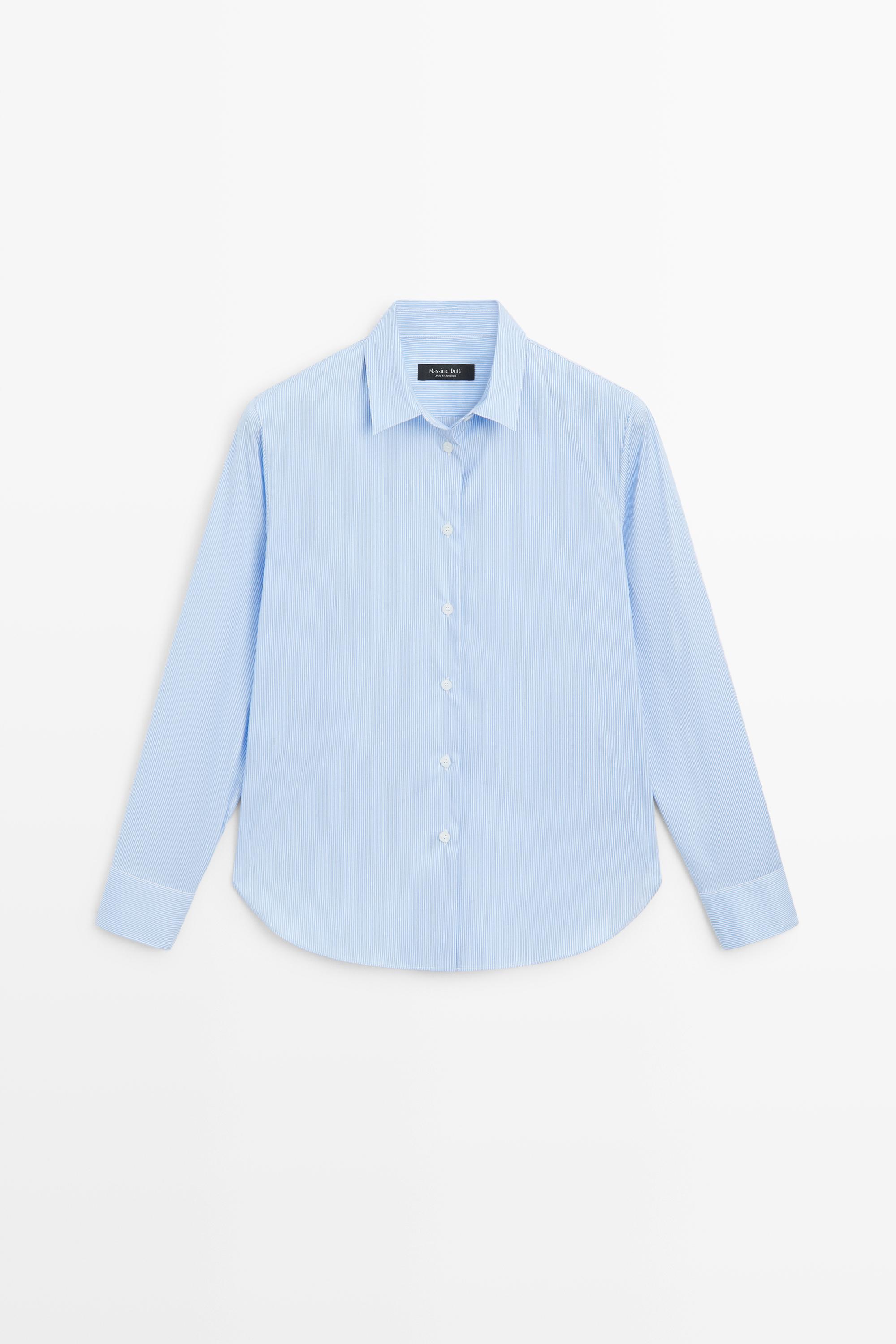 Striped stretch poplin shirt