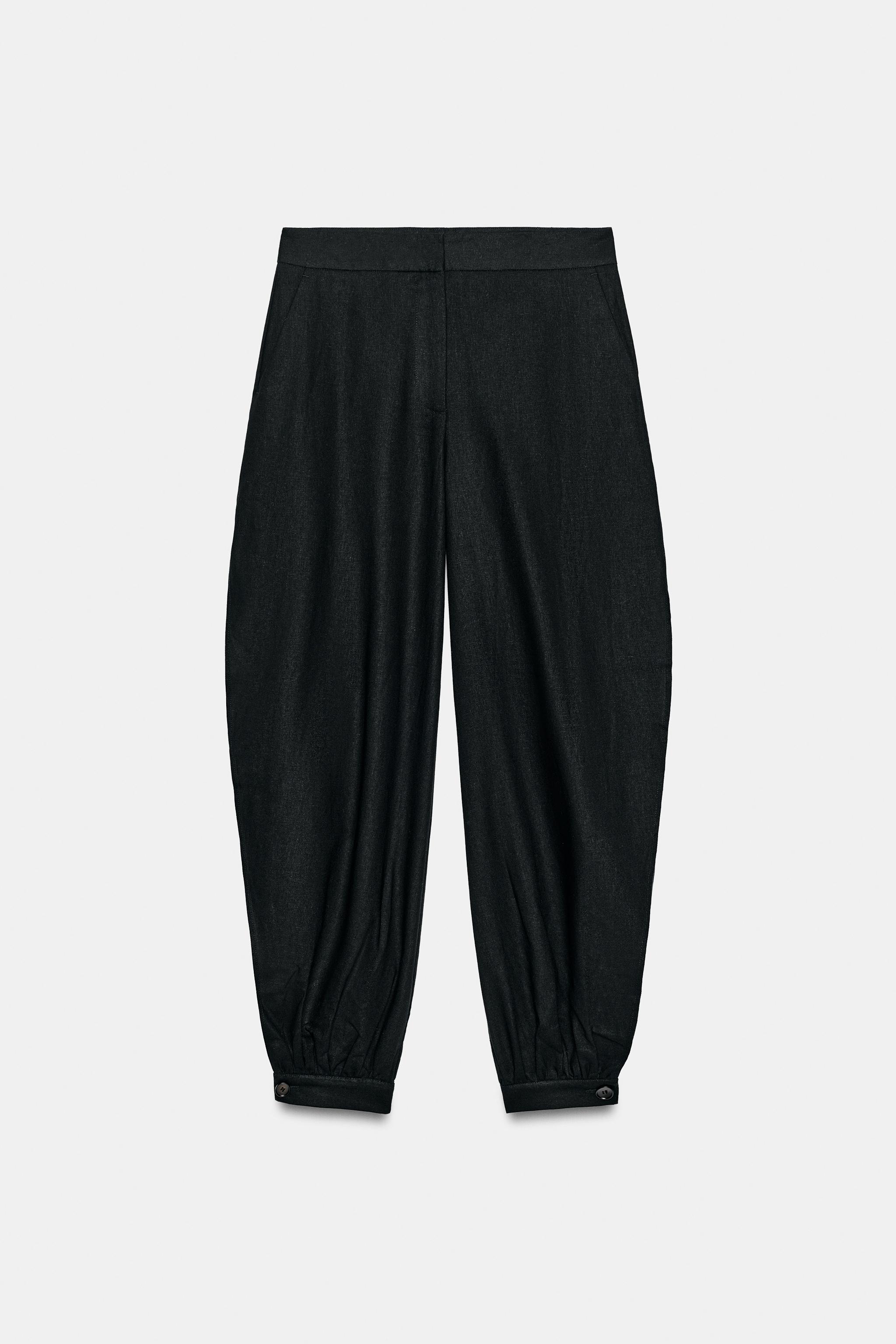 SLIT LINEN PANTS - Black | ZARA Canada