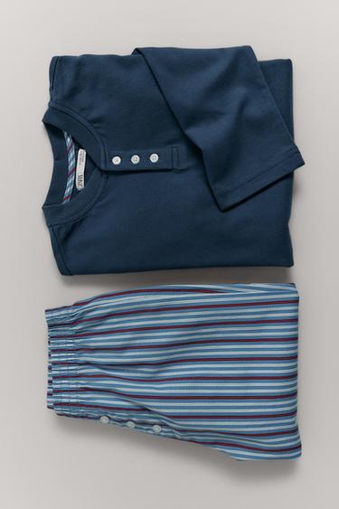 AGES 6-14 / STRIPED PYJAMA SET - Blue by Zara