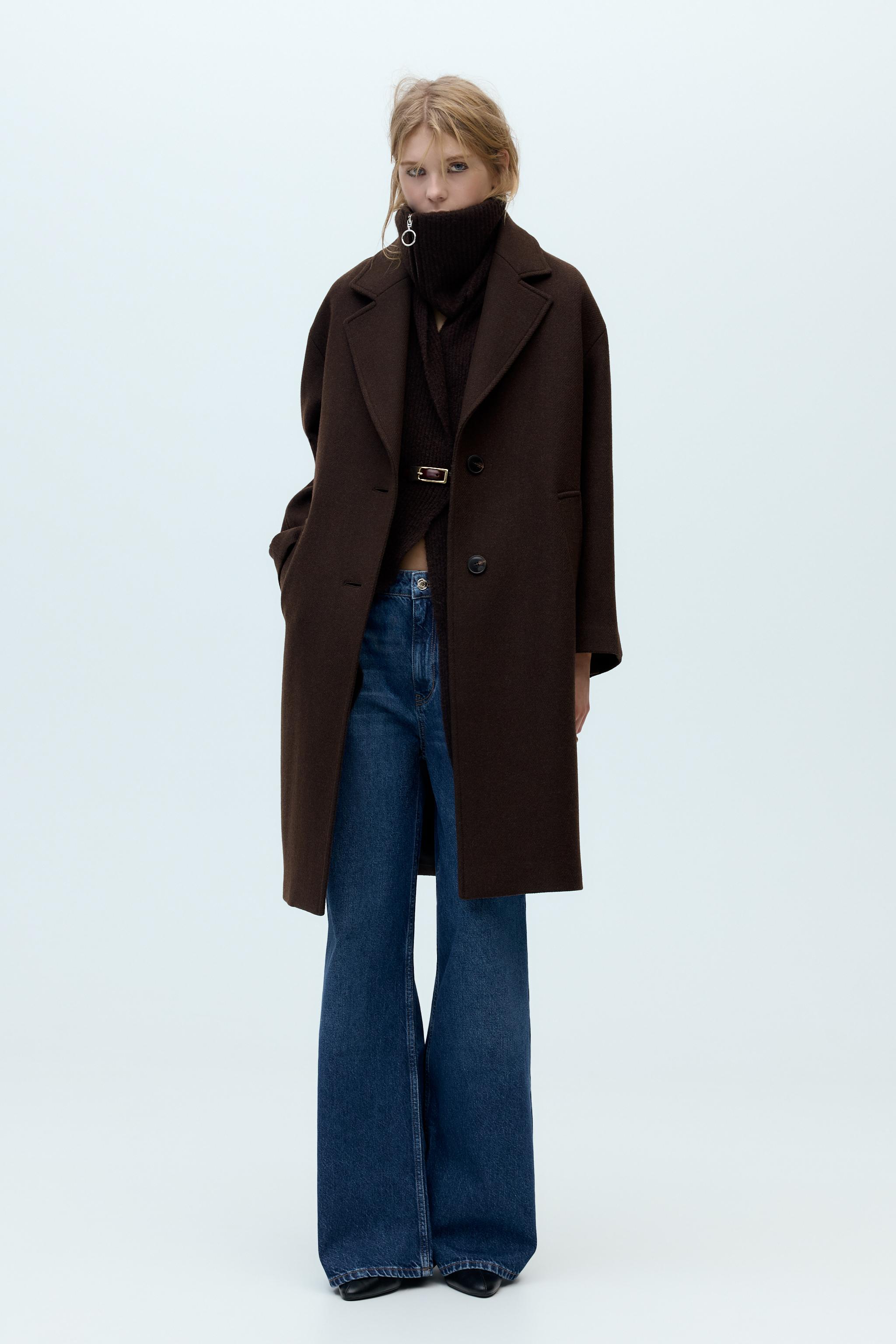 OVERSIZED COAT WITH WOOL Brown ZARA Australia - Main Image