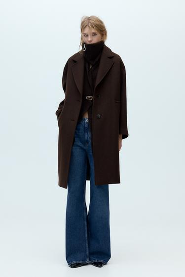 OVERSIZED COAT WITH WOOL - Brown by Zara