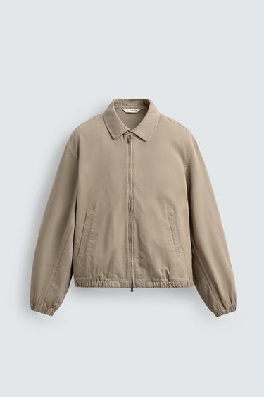 Zara WASHED COTTON REGULAR FIT JACKET - Sand