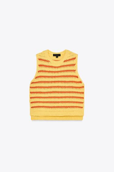STRIPED KNIT TOP - Yellow by Zara - Image 4