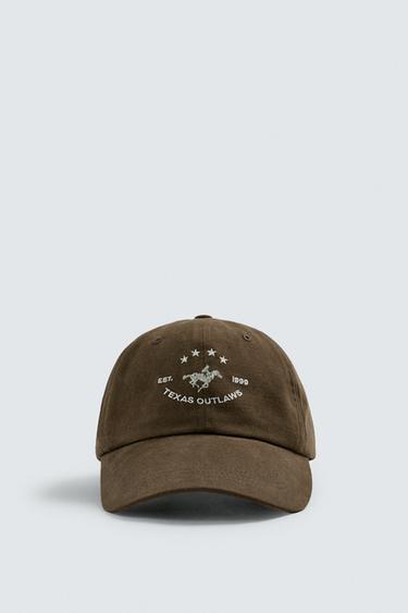 CONTRAST EMBROIDERED CAP - Brown by Zara - Image 4
