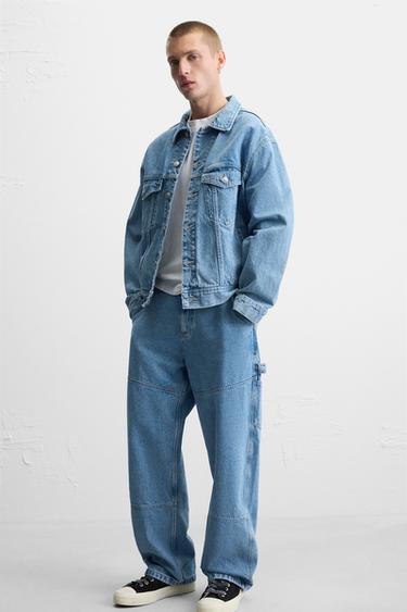 PANTALON DÉLAVÉ POCHE CARGO - Bleu moyen de Zara