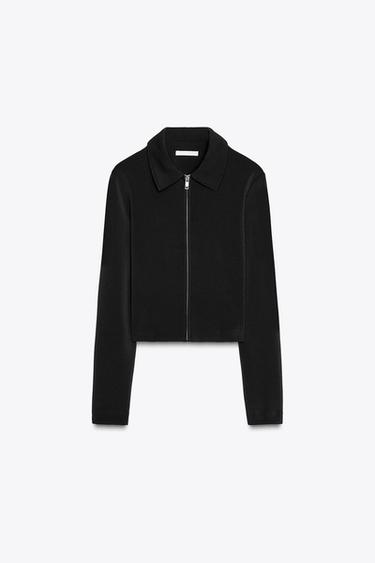 CREPE ZIP-UP JACKET - Black by Zara - Image 0