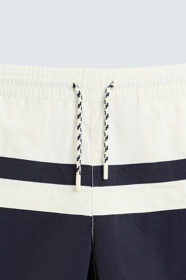 COLOUR BLOCK LONG SWIMMING TRUNKS - Navy blue by Zara - Image 2