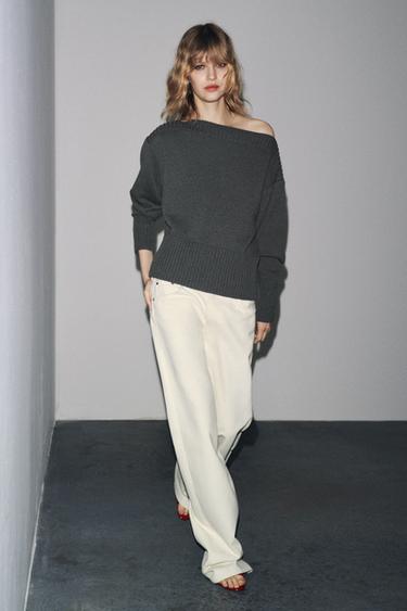 PULL EN MAILLE COL BATEAU - Gris de Zara - Image 0