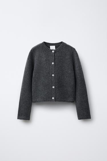 CARDIGÃ DE TRICÔ - Cinza-vigoré da Zara