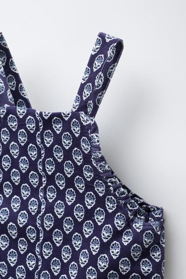 SALOPETTE LONGUE EN VELOURS CÔTELÉ IMPRIMÉ FLEURS - Bleu de Zara - Image 2