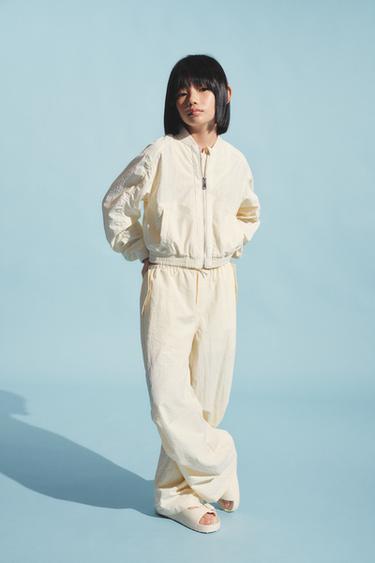 나일론 와이드 레그 팬츠 - Zara 버터