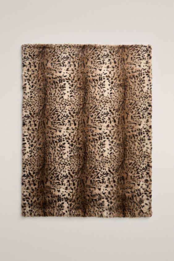 MANTA DE PELO ESTAMPADO ANIMAL - Beige de Zara - Imagen 0