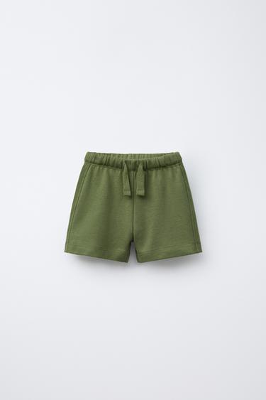 TWO-PACK OF STRAIGHT STRIPED AND PLAIN BERMUDA SHORTS - Green by Zara - Image 1