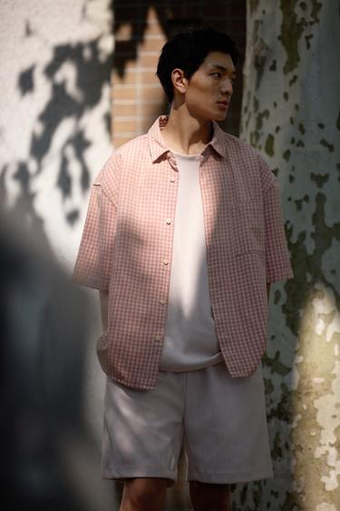 CHECK COTTON SHIRT - Pink by Zara