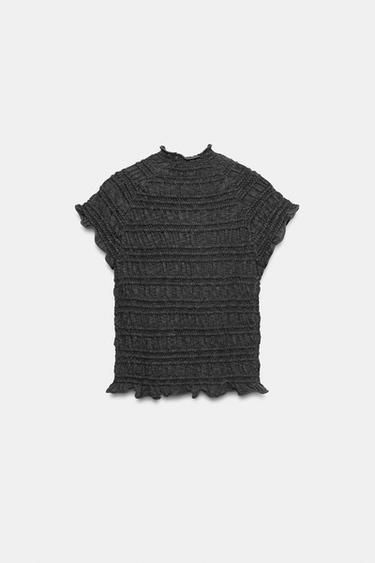 TOP EN MAILLE NID D'ABEILLE - Gris foncé de Zara - Image 1