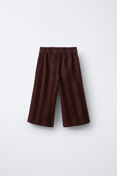 STRIPED NEEDLECORD TROUSERS - Brown by Zara - Image 1