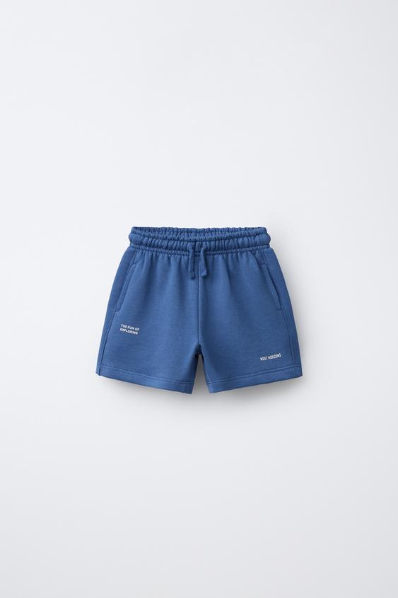 BASIC BERMUDA SHORTS WITH TEXT PRINT - Blue by Zara - Image 0