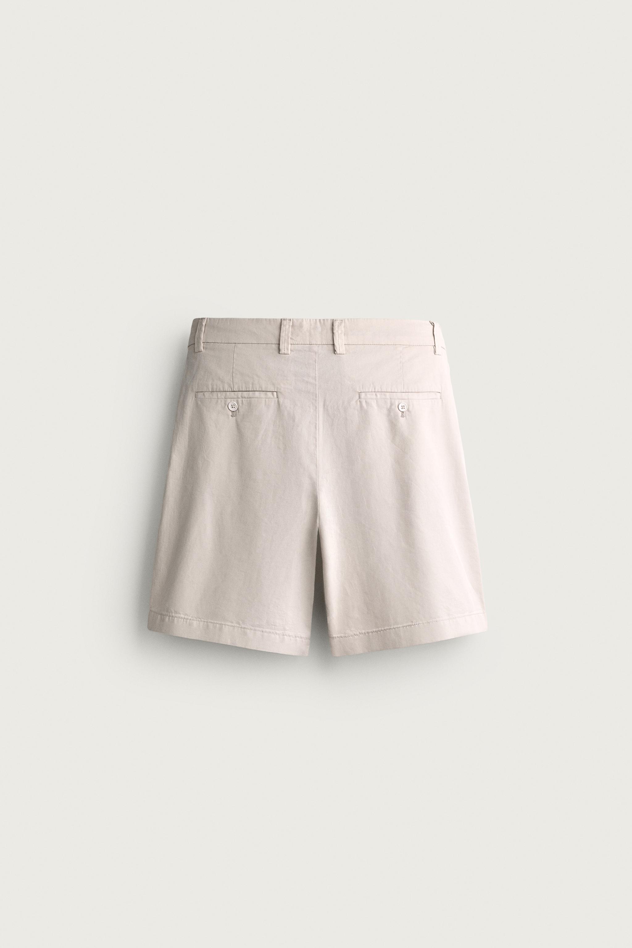 Мужские шорты Zara REGULAR FIT PLEATED SHORTS — фото 8