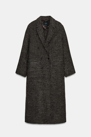 MANTEAU À CARREAUX COLLECTION ZW - Marron foncé de Zara - Image 7
