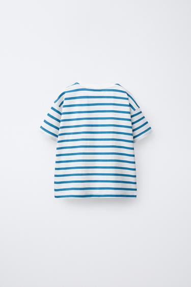 STRIPE PRINT T-SHIRT - Blue by Zara - Image 1