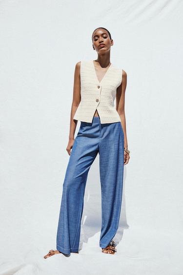 Zara TEXTURED KNIT VEST - Ecru - Image 0