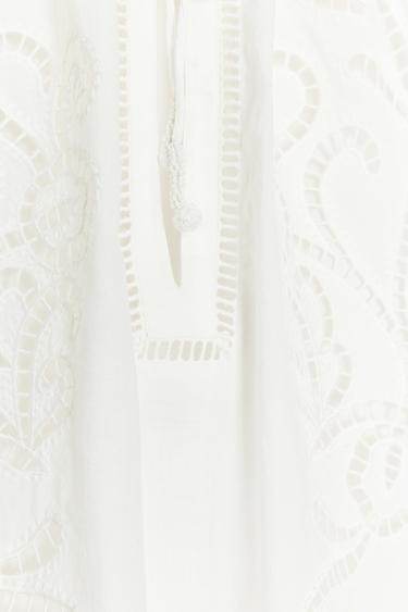 ZW COLLECTION EMBROIDERED TOP - Oyster-white by Zara - Image 5
