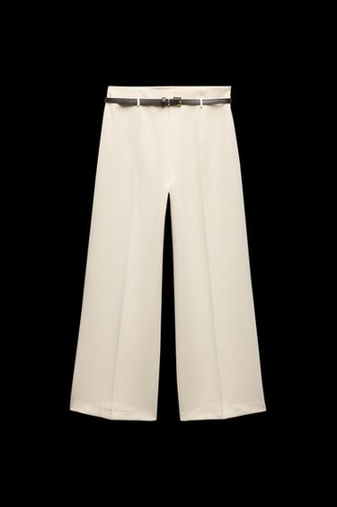 Zara BELTED CULOTTE PANTS ZW COLLECTION - Stone - Image 0