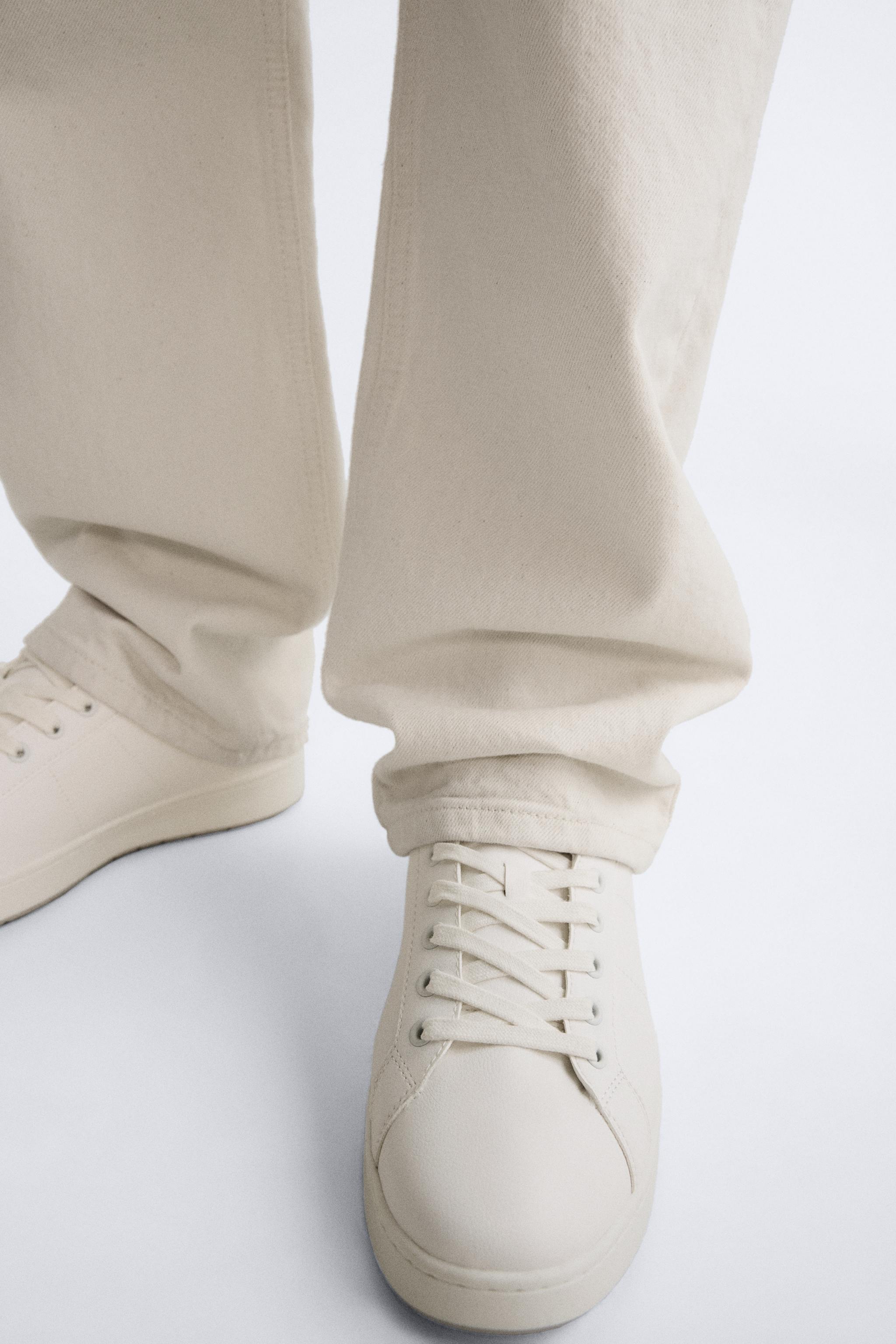 ZARA MINIMALIST TOPSTITCHED SNEAKERS: WHITE – Your Daily Store Online