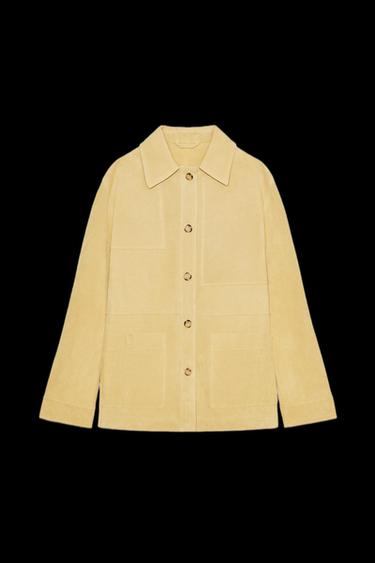 100% SUEDE LEATHER JACKET - Beige-pink by Zara