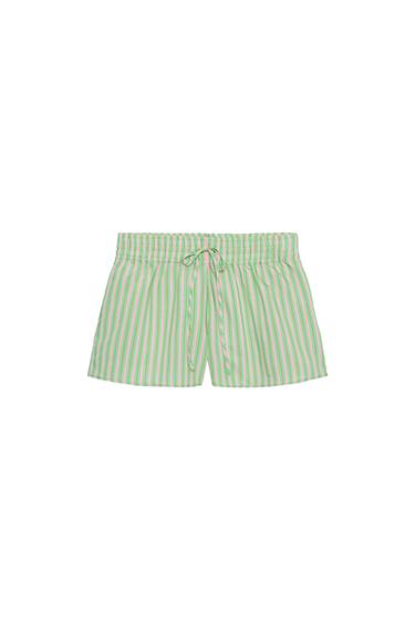 STRIPED POPLIN SHORTS - Green by Zara