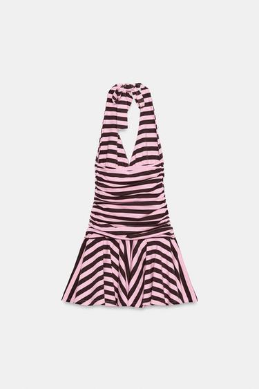 Zara STRIPED HALTER DRESS - striped