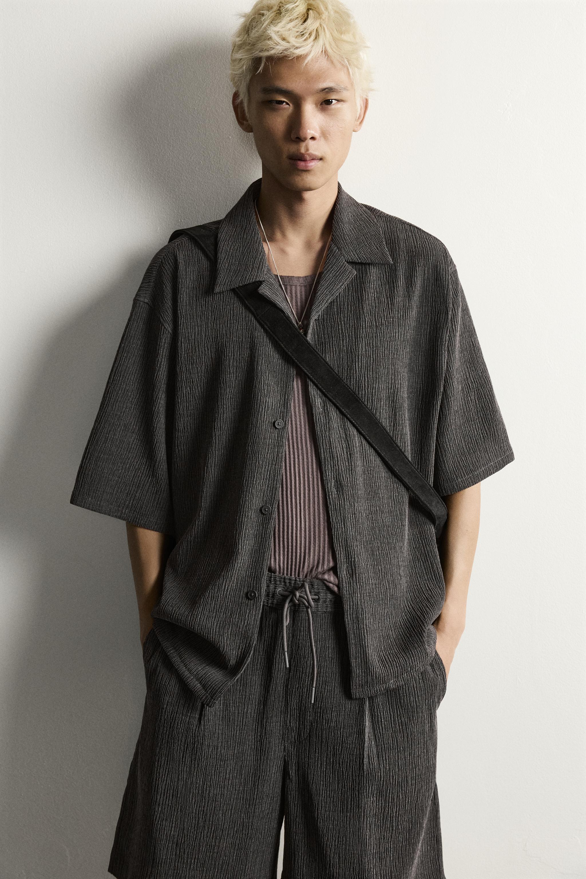 Мужские рубашки Zara TEXTURED RELAXED FIT SHIRT — фото 5