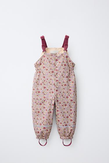 Zara WATER-RESISTANT PRINTED POLAR-LINED RUBBERIZED OVERALLS - Dark pink