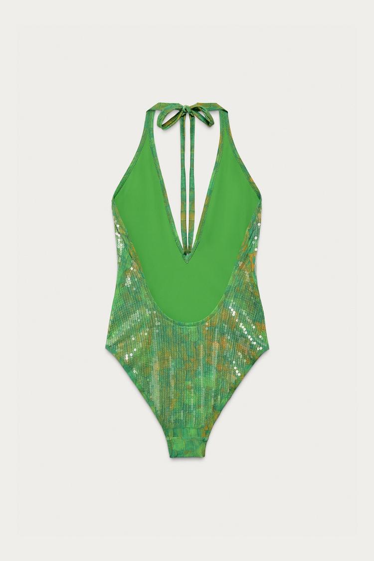 Traje de baño halter con lentejuelas MARISA BERENSON X ZARA 3