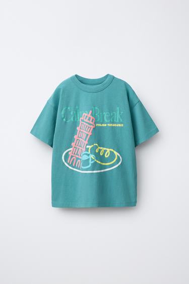 CAMISETA ESTAMPADA - Azul de Zara