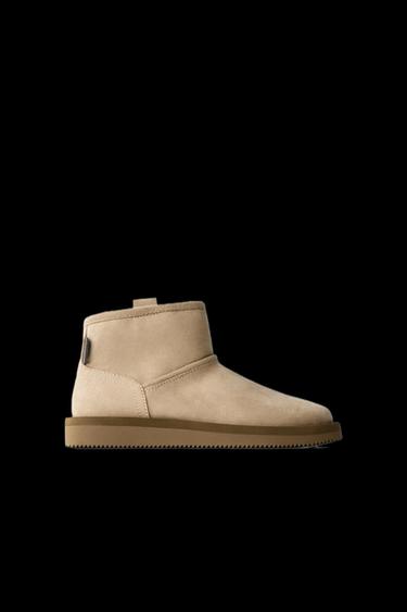 STIEFELETTE MIT FELL - Sandfarbe von Zara - Bild 0