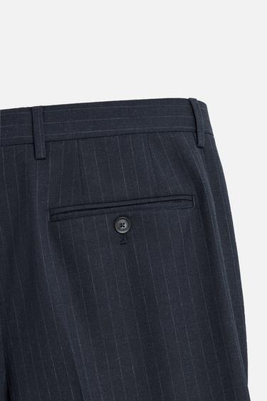 PINSTRIPED SUIT TROUSERS - Blue by Zara - Image 7