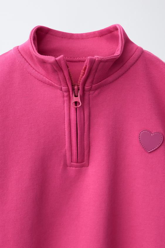 SWEAT INTERLOCK CŒUR EFFET GOMME - Fuchsia foncé de Zara - Image 2