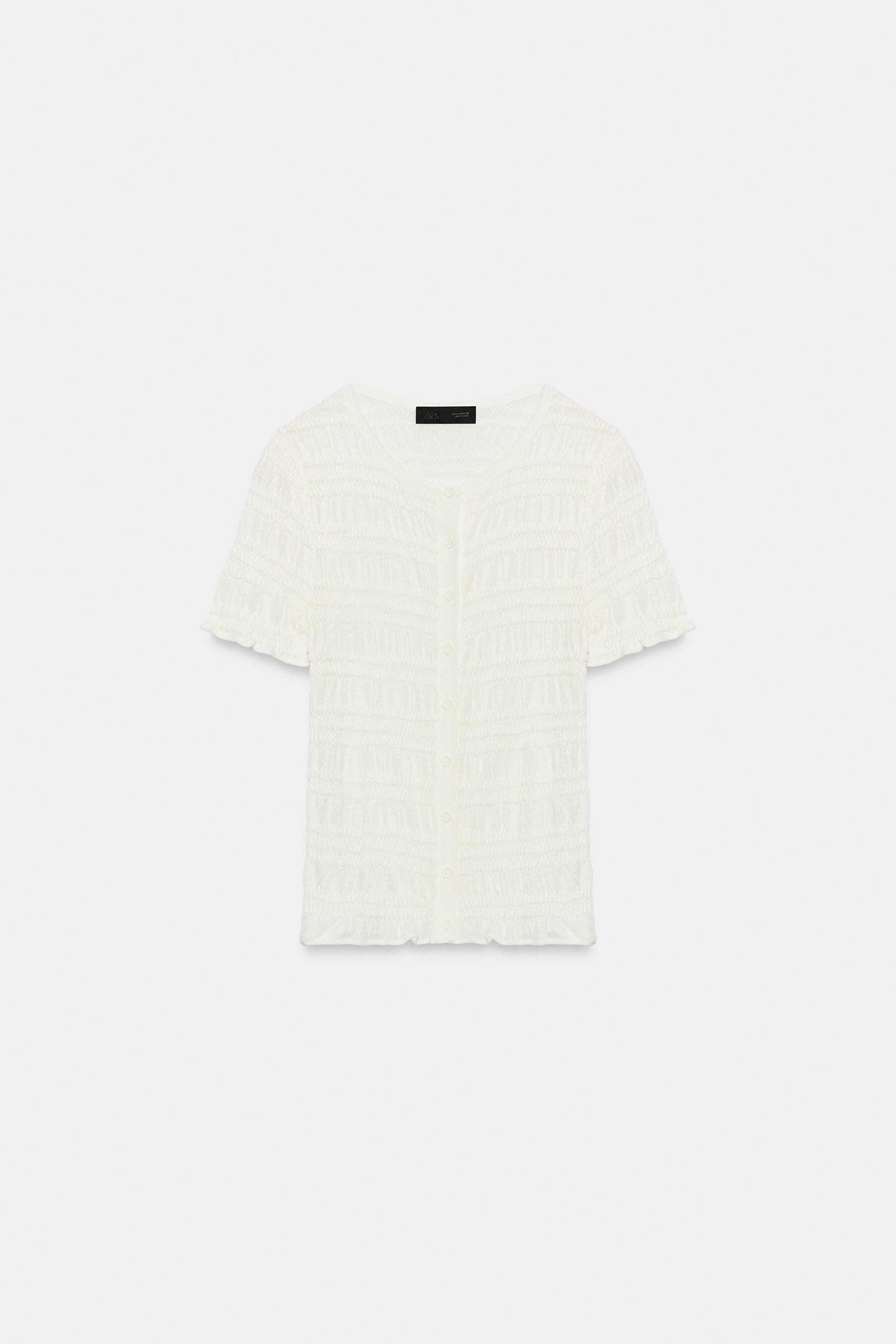 ハニカム編みニットカーディガン - ホワイト | ZARA Japan / 日本