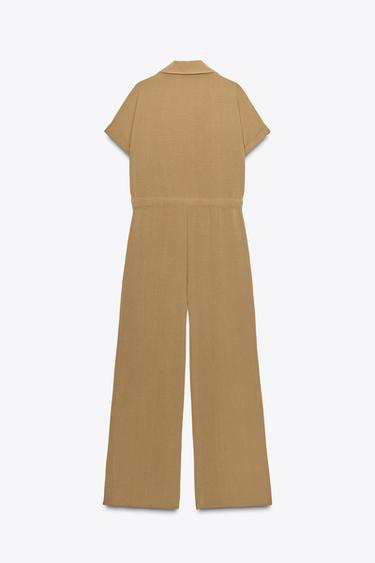 FLOWING JUMPSUIT WITH POCKETS - Khaki by Zara - Image 6