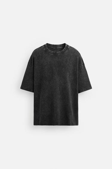 T-SHIRT RELAXED FIT DÉLAVÉ - Gris foncé de Zara - Image 6