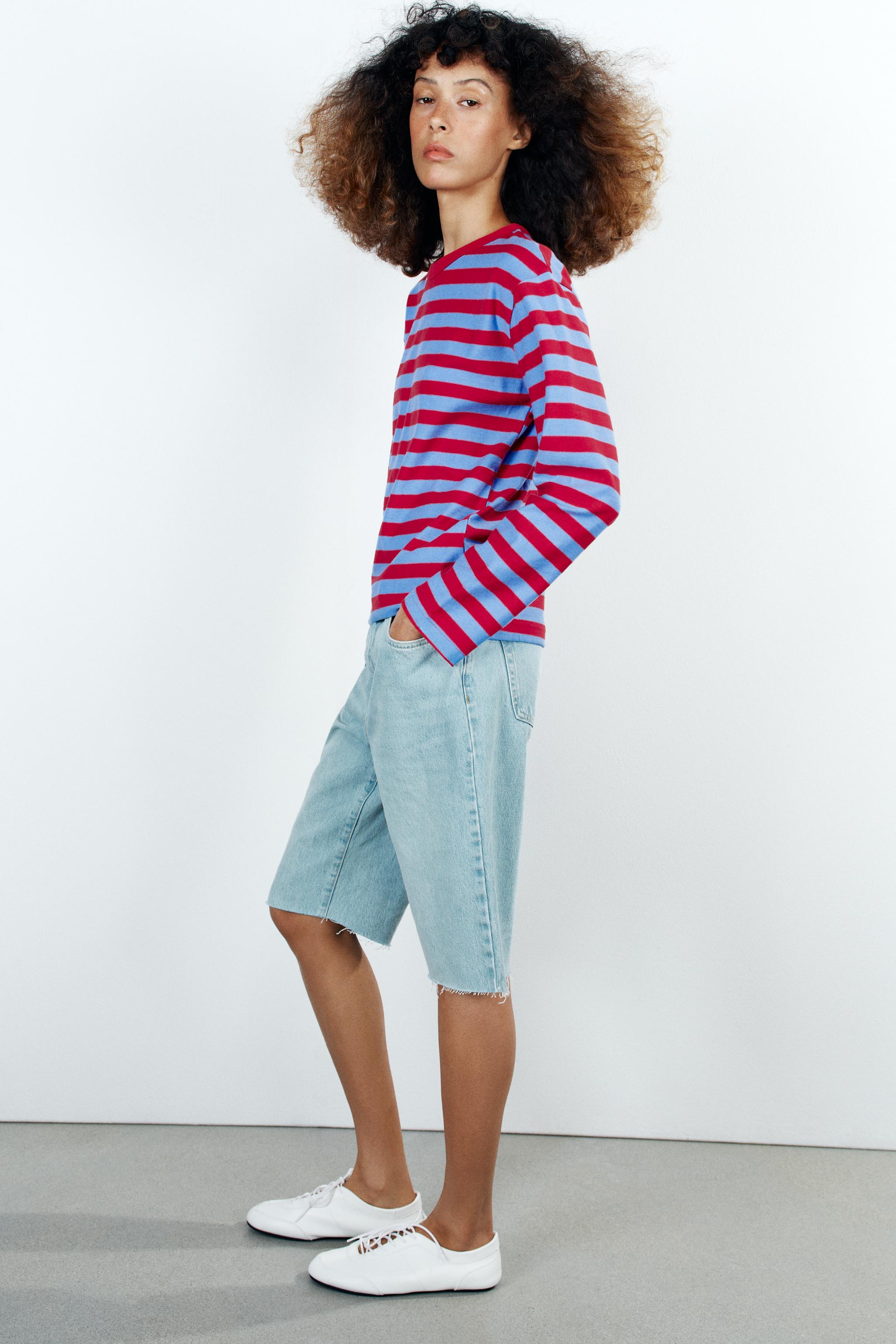 Женские футболки Zara STRIPED CREW NECK T-SHIRT — фото 4