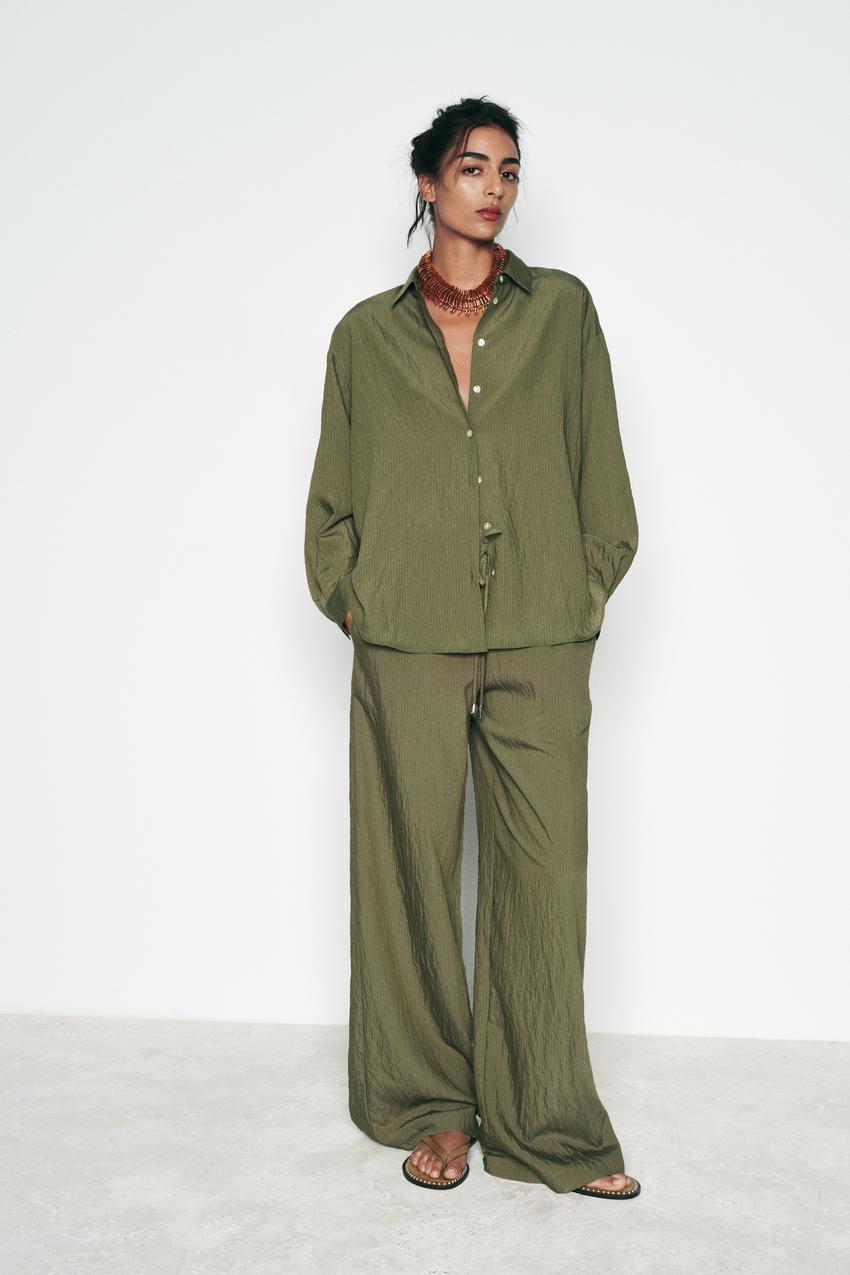 ファインストライプ柄シャツ - カーキ | ZARA Japan / 日本