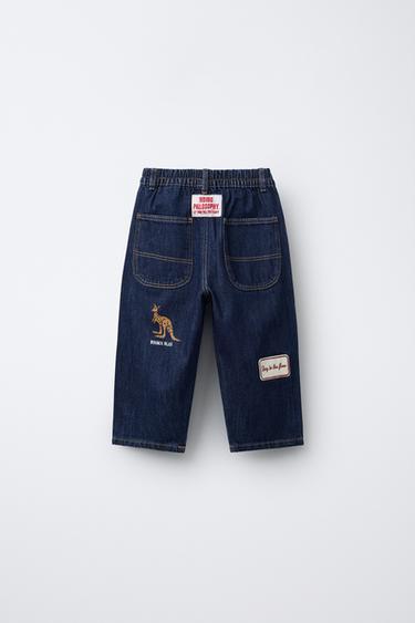 BAGGY JEANS WITH PATCHES - Blue by Zara - Image 1