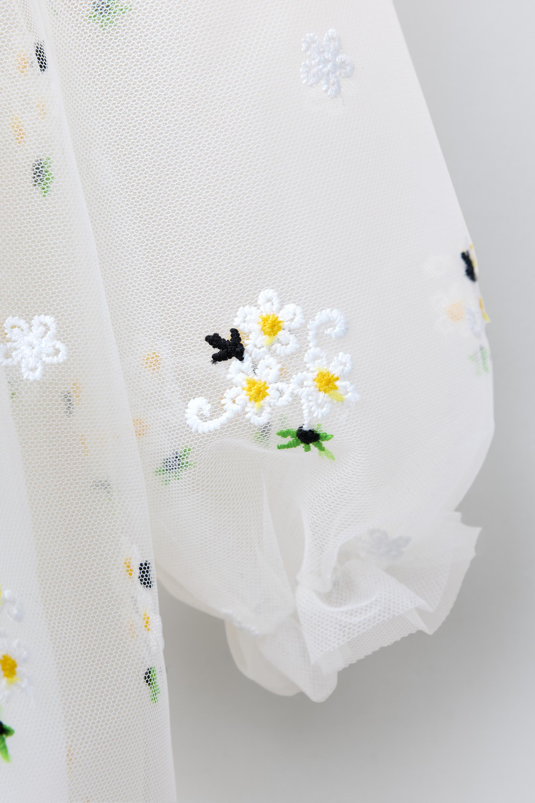 EMBROIDERED TULLE DRESS - Oyster-white | ZARA United States EMBROIDERED TULLE DRESS - Oyster-white | ZARA United States